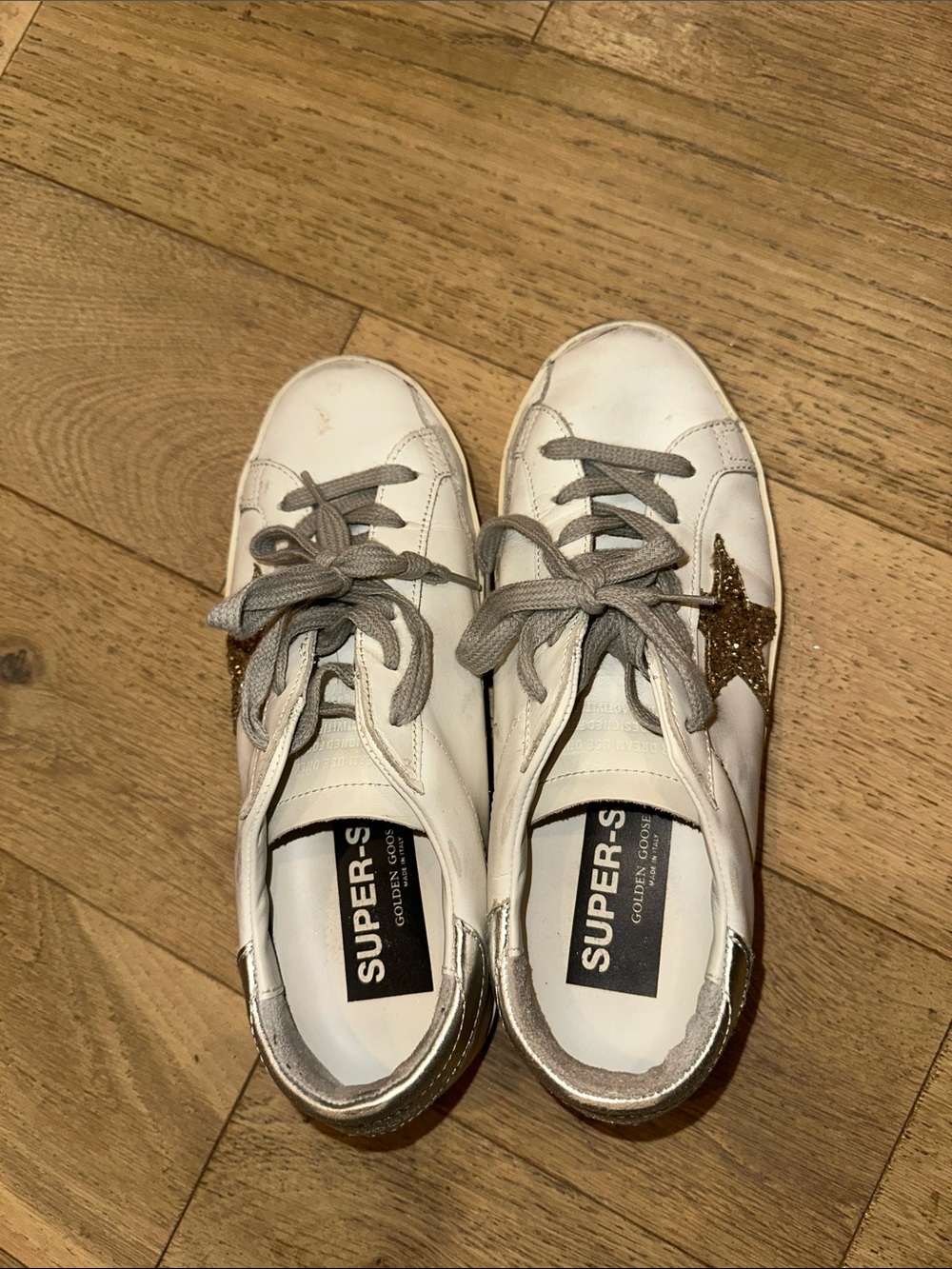 Golden Goose White Sneakers with Gold Star Accent